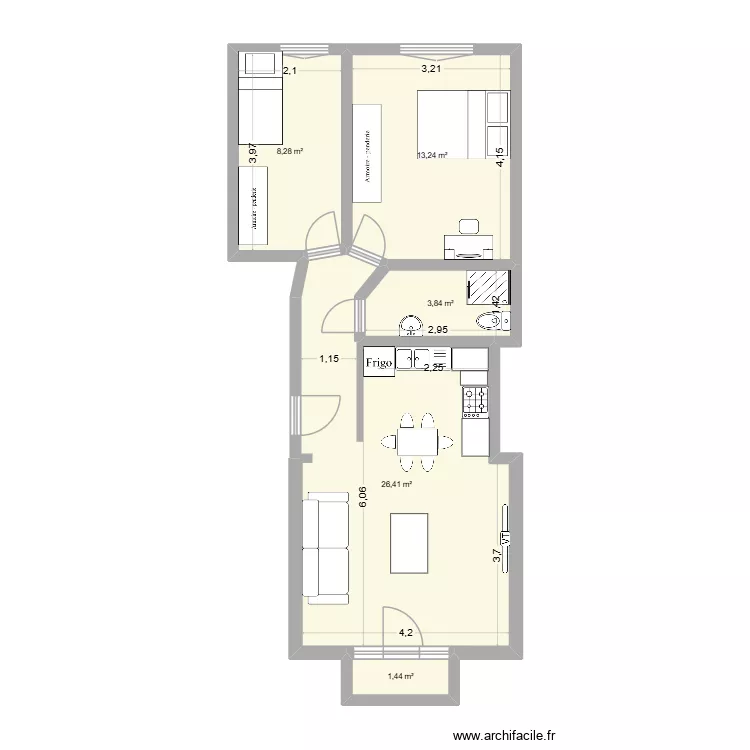 Appartement Portaels. Plan de 5  et 53 m²
