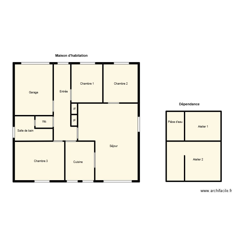 Le Courtois SJM. Plan de 14 pièces et 92 m2