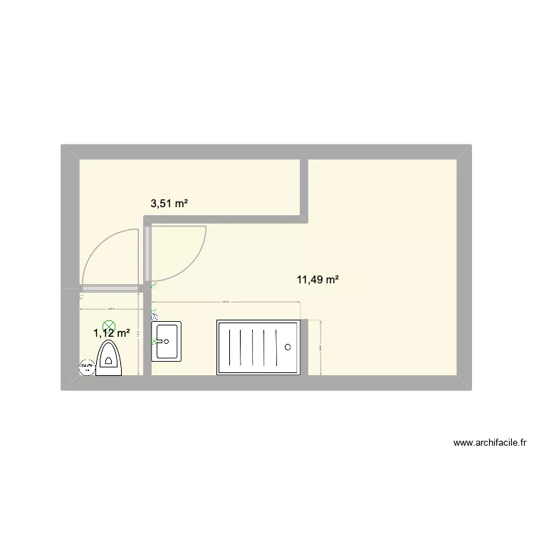 sdb ch de droite. Plan de 3  et 16 m²