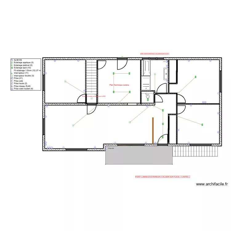 PLAN ELEC PARMENTIER R+1. Plan de 7 Pièces et 129 m² PLAN ELEC PARMENTIER R+1. Plan de 7 Pièces et 129 m²