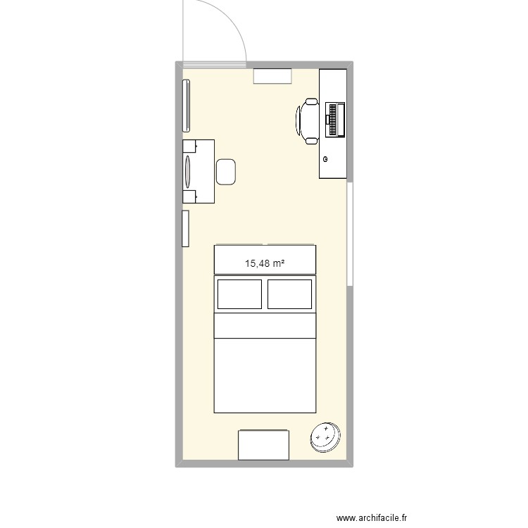 chambre olivia. Plan de 1 pièce et 15 m2