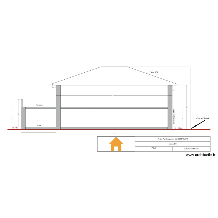 plan de coupe. Plan de 0 pièce et 0 m2