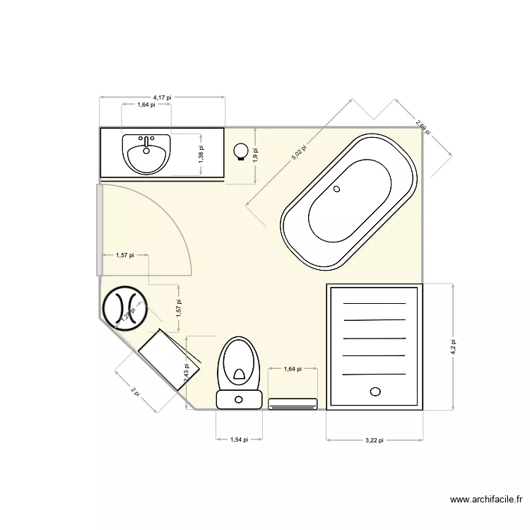 SdB2. Plan de 1 et 9 m² SdB2. Plan de 1 et 9 m²