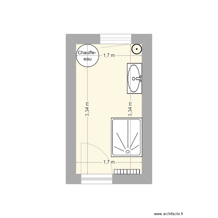 sdb strasbourg. Plan de 1 pièce et 6 m2