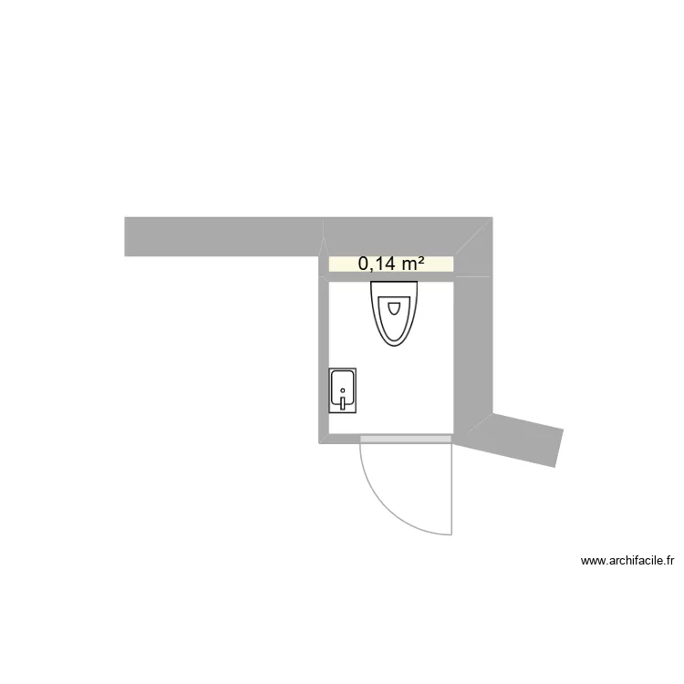 WC RDC. Plan de 1  et 0 m²