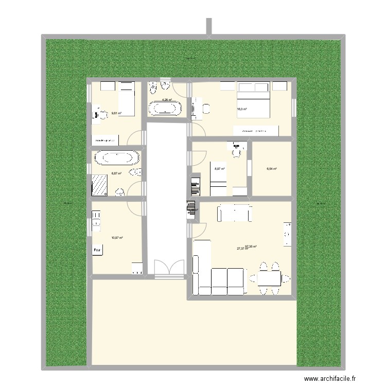 MAISON 300M2. Plan de 10 pièces et 188 m2