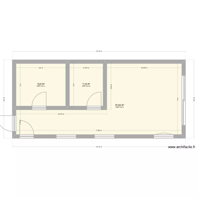 bobonne. Plan de 3  et 55 m²