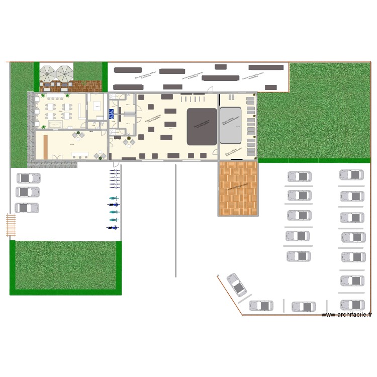salle de sport. Plan de 13 pièces et 469 m2