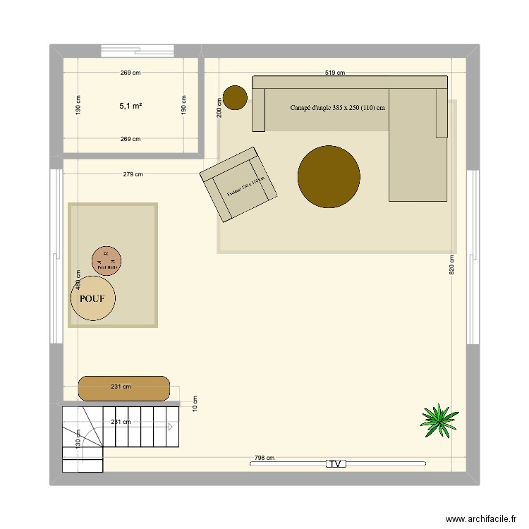 Cinema room. Plan de 2 pièces et 65 m2