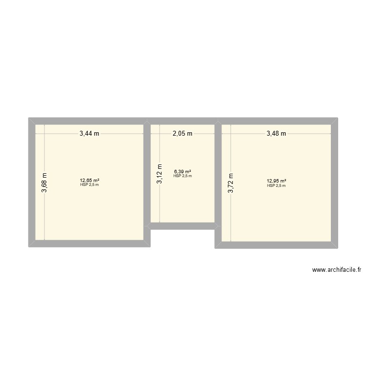 Maison 2. Plan de 3 pièces et 32 m2