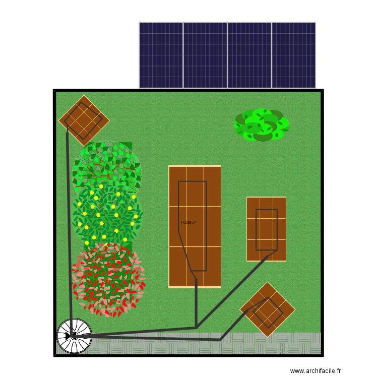 jardin partager. Plan de 1 pièce et 143 m2