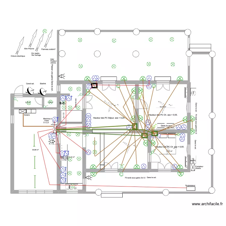 Maison Diégo. Electricité. PC éclairage ext. Plan de 6 et 79 m² Maison Diégo. Electricité. PC éclairage ext. Plan de 6 et 79 m²