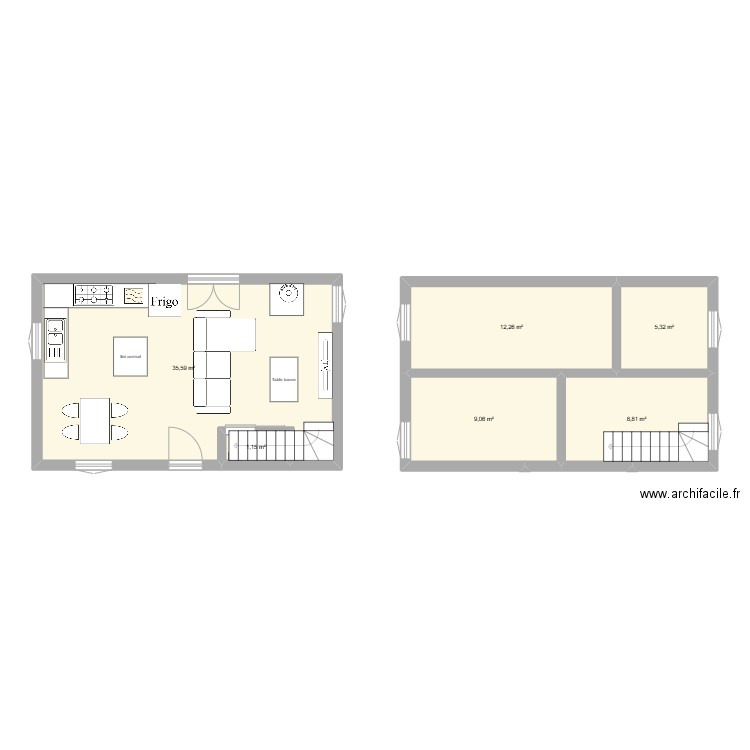 maison-idée. Plan de 6 pièces et 72 m2
