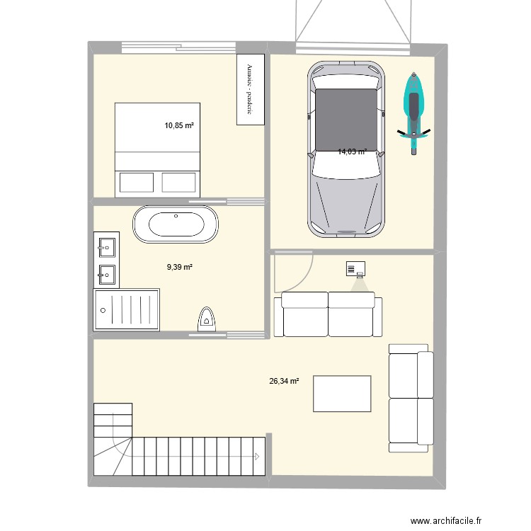 Manue\'s idea. Plan de 4 pièces et 61 m2