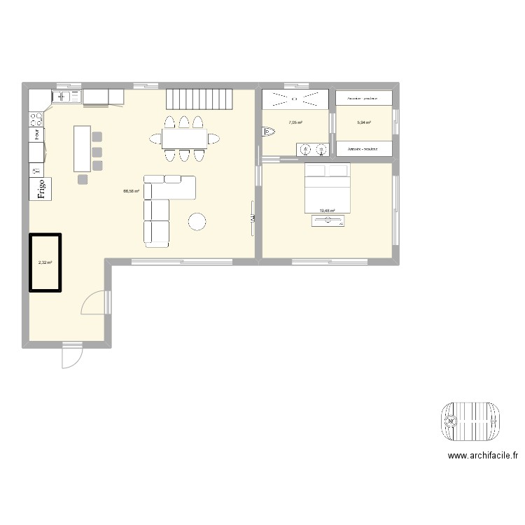 jaillans. Plan de 5 pièces et 90 m2