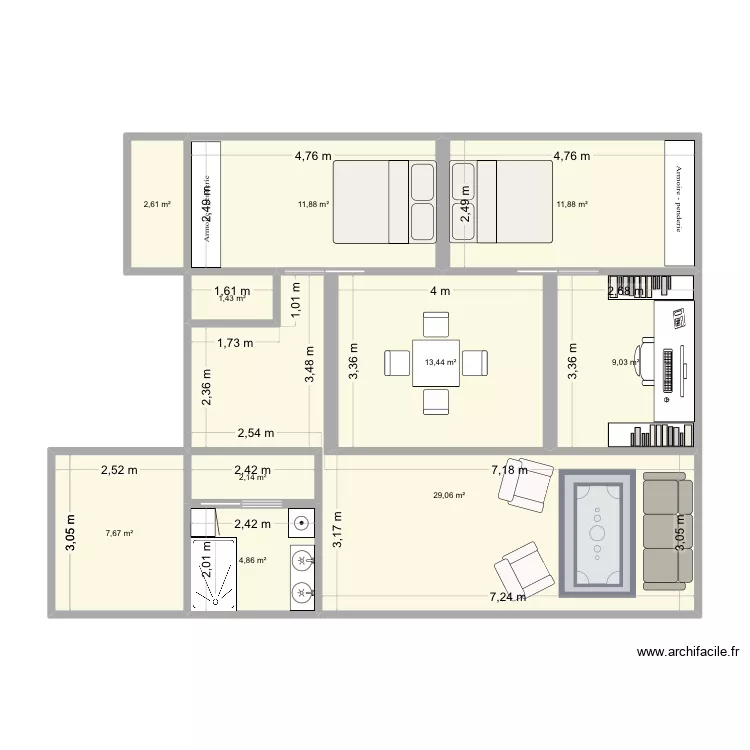 Existant renové. Plan de 10 et 94 m² Existant renové. Plan de 10 et 94 m²
