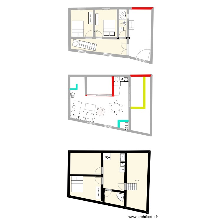 Ayvaliki. Plan de 4 pièces et 87 m2