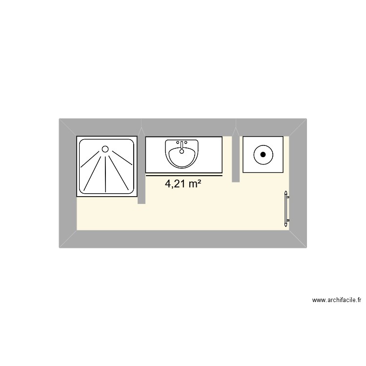 salle de bain. Plan de 1 pièce et 4 m2