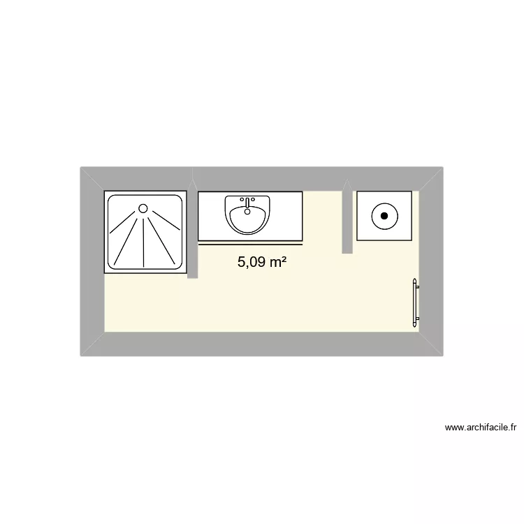 salle de bain. Plan de 1 pièce et 5 m²
