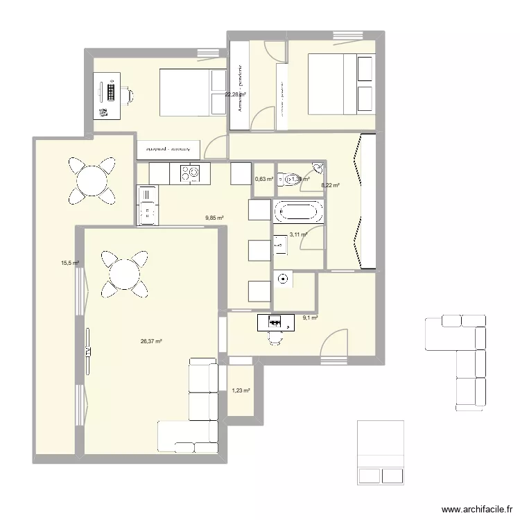 Plan n&deg;2. Plan de 10 pièces et 98 m²