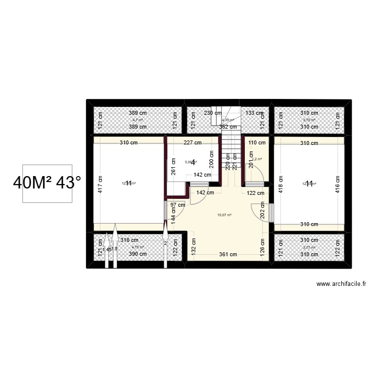 maison projet 1BIS. Plan de 10 pièces et 69 m2