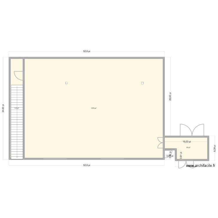 mezzanine technique. Plan de 3 pièces et 168 m2