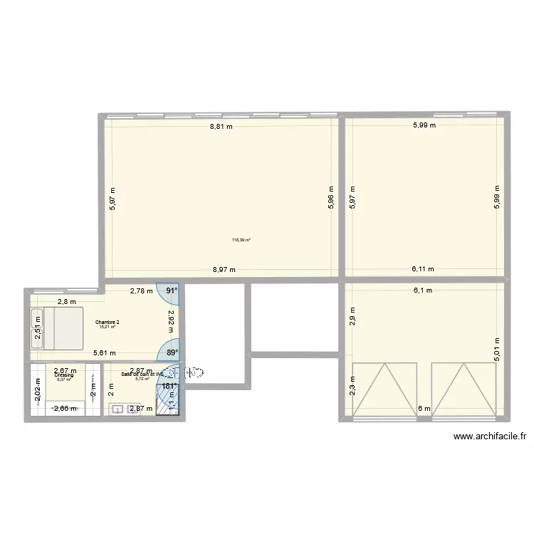 poterne. Plan de 4 Pièces et 145 m²