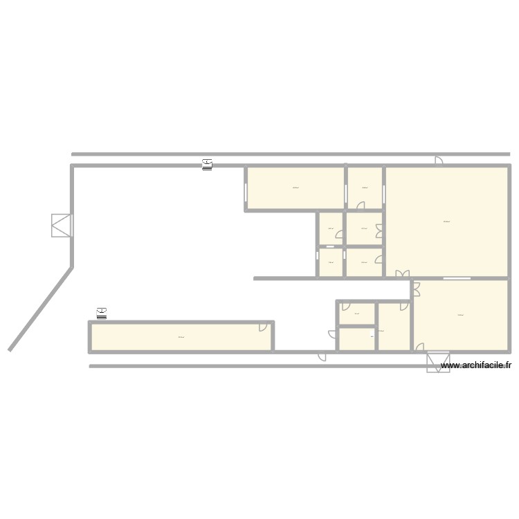 Ateliers. Plan de 11 pièces et 426 m2
