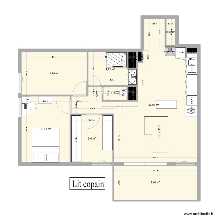 Appart saint martin S V2. Plan de 12 pièces et 76 m2