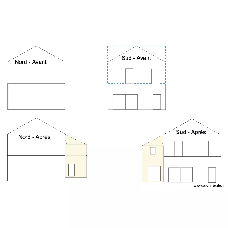 extension fa&ccedil;ade Sud - apr&egrave;s. Plan de 