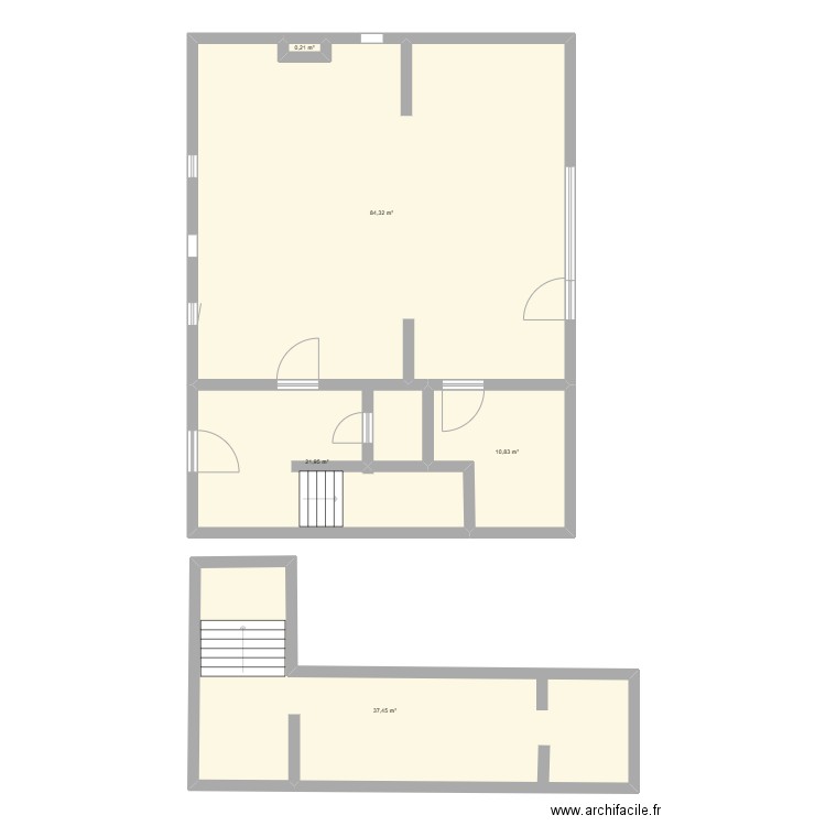 Rez. Plan de 5 pièces et 155 m2