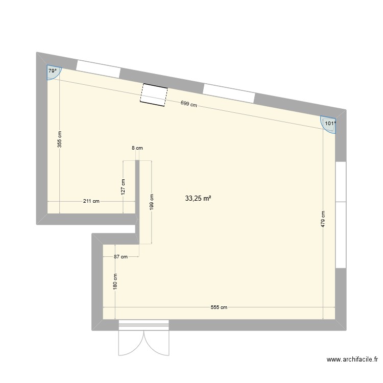 Salon/Cuisine St J en G. Plan de 1 pièce et 33 m2