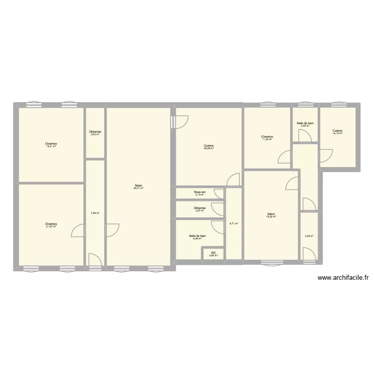 PROJET PORTET BIS. Plan de 16  et 182 m²