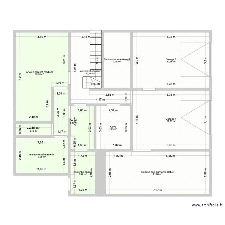 SOUS SOL ETEL. Plan de 12 pièces et 138 m2
