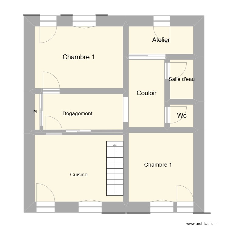 Pechard JP RDC. Plan de 8 pièces et 57 m2