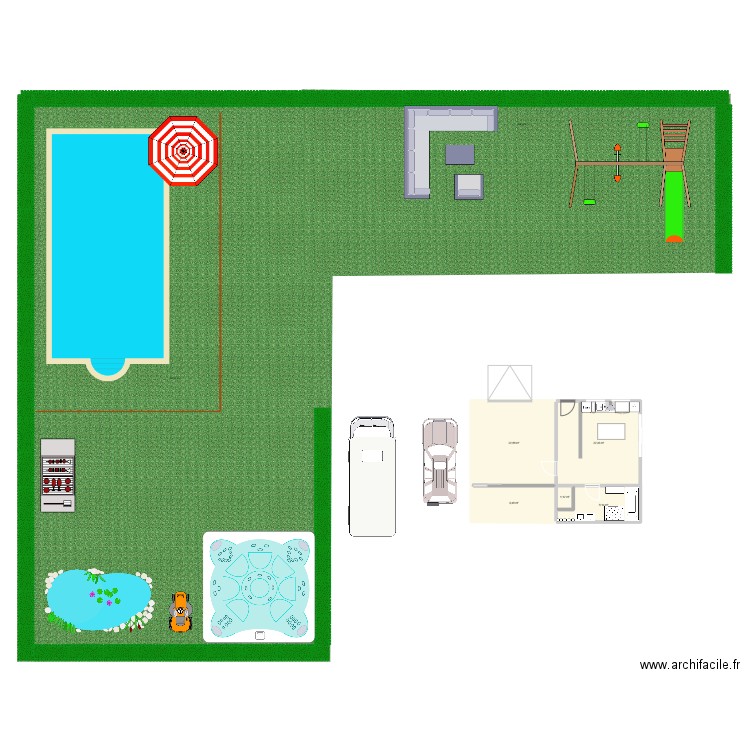 Maison privééé. Plan de 5 pièces et 64 m2