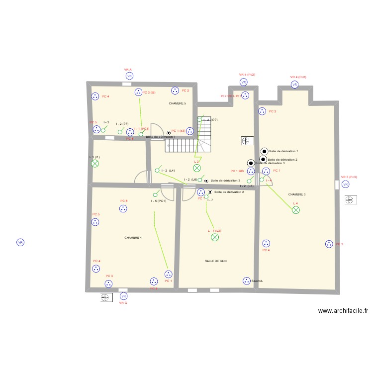 Jean Claude Maison Fille bis. Plan de 5 pièces et 171 m2