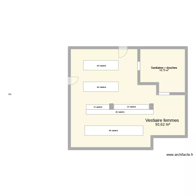 Vestiaire femmes. Plan de Vestiaire femmes. Plan de