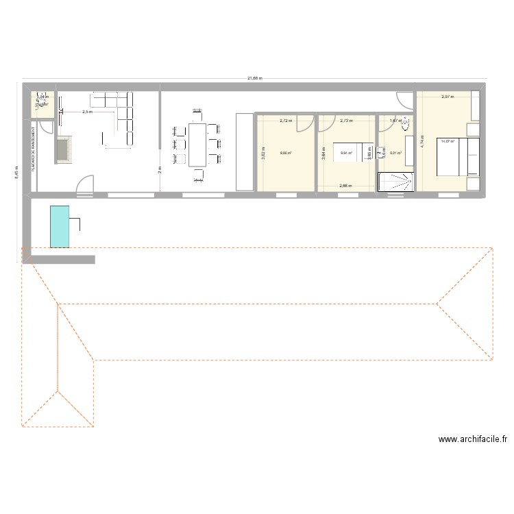 RENOVATION ECURIES 3. Plan de 5 pièces et 41 m2