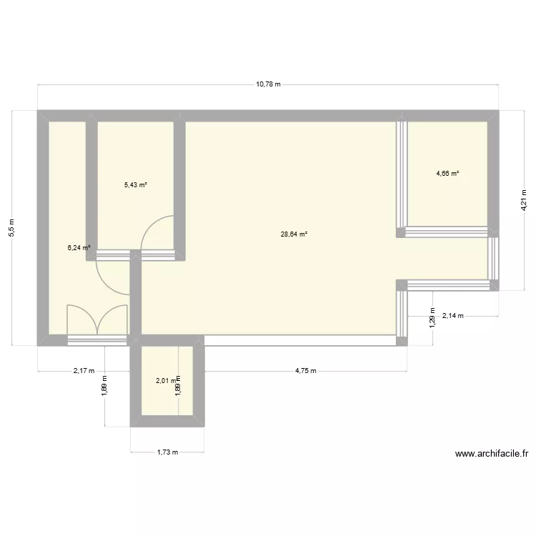massage. Plan de 5  et 47 m²