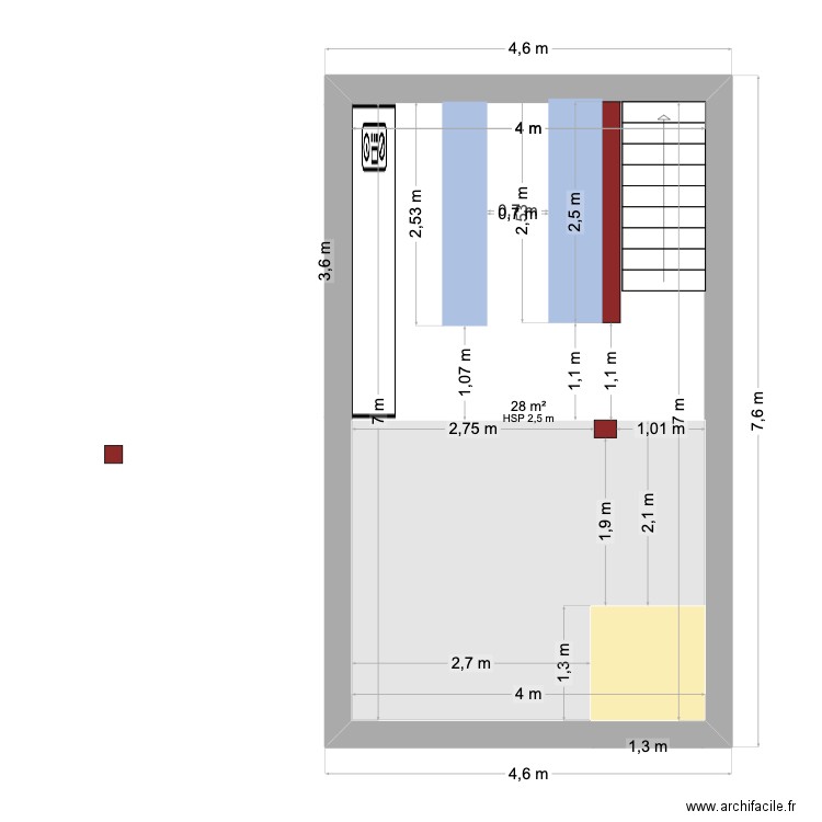 Sous-sol. Plan de 1 pièce et 28 m2