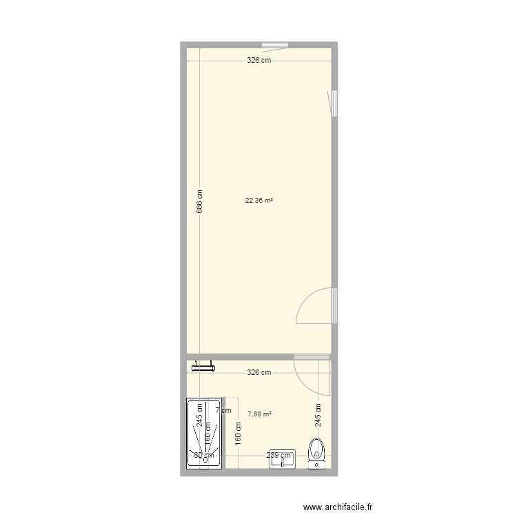 christophe. Plan de 2 pièces et 30 m2