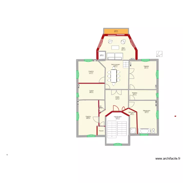 Plan1er Etage futur sup v3. Plan de 15  et 133 m²