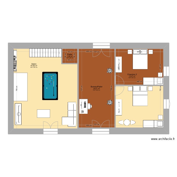 Turenne Etage 1. Plan de 4 pièces et 147 m2