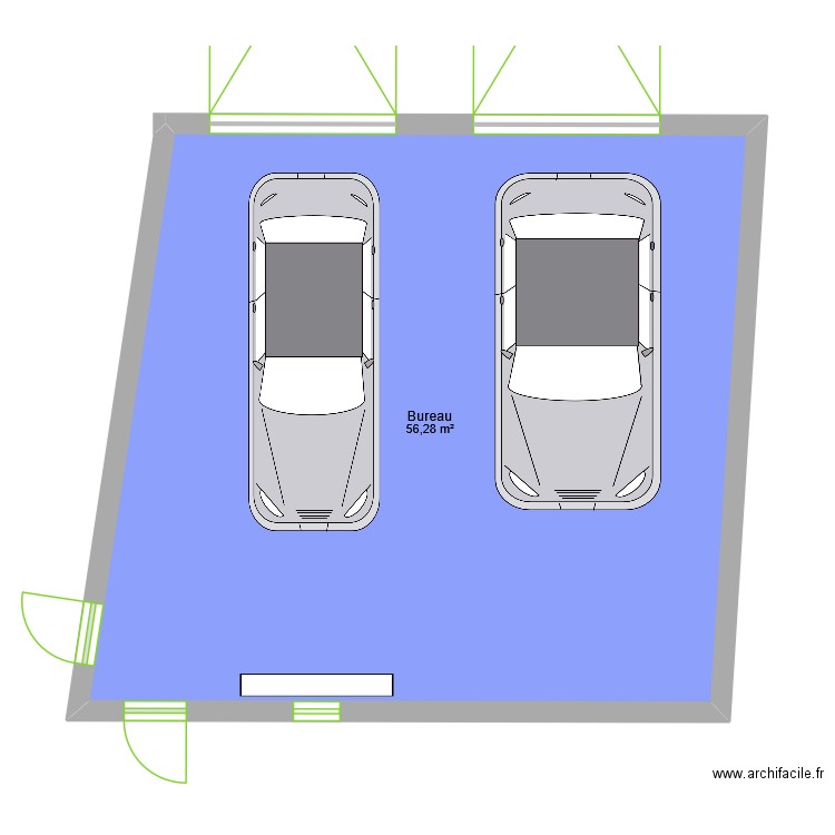 garage exterieur. Plan de 1 pièce et 56 m2