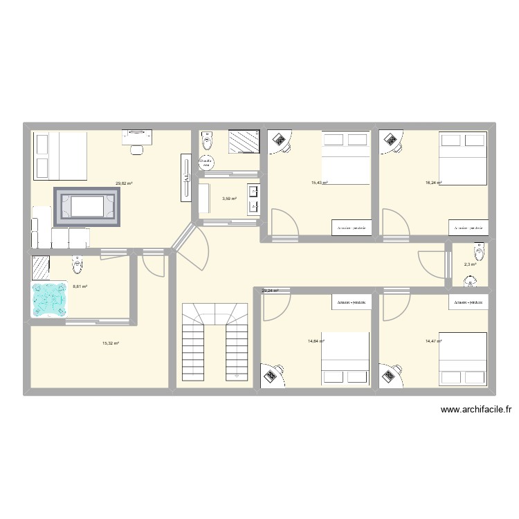 r+1. Plan de 0 pièce et 0 m2