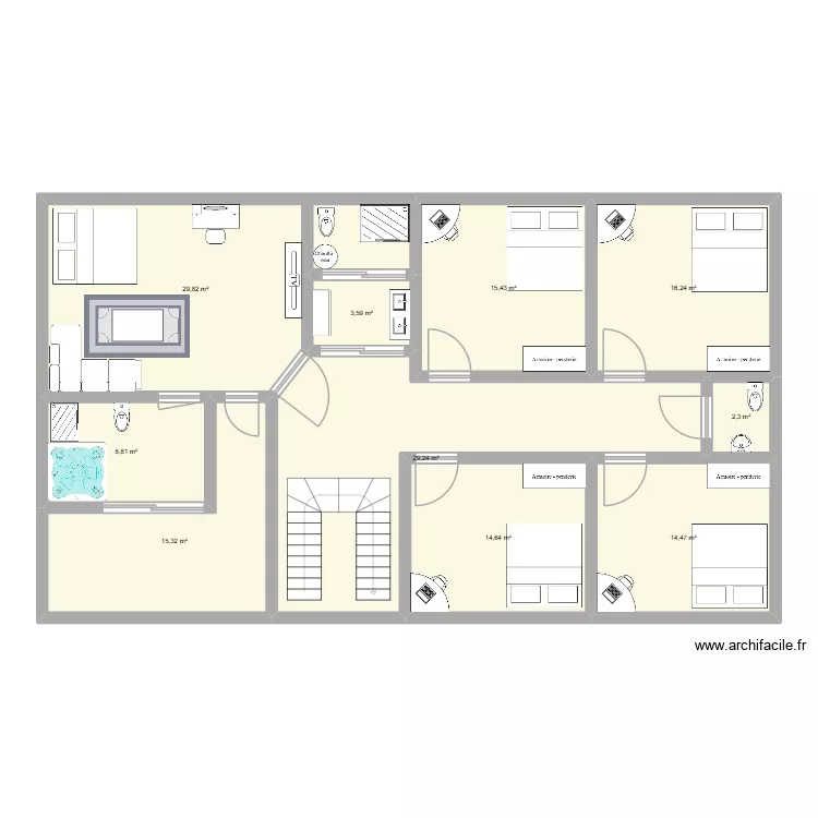 r+1. Plan de 10  et 150 m²