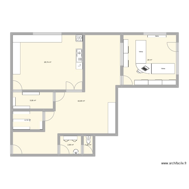 Empresa 2. Plan de 7 pièces et 105 m2