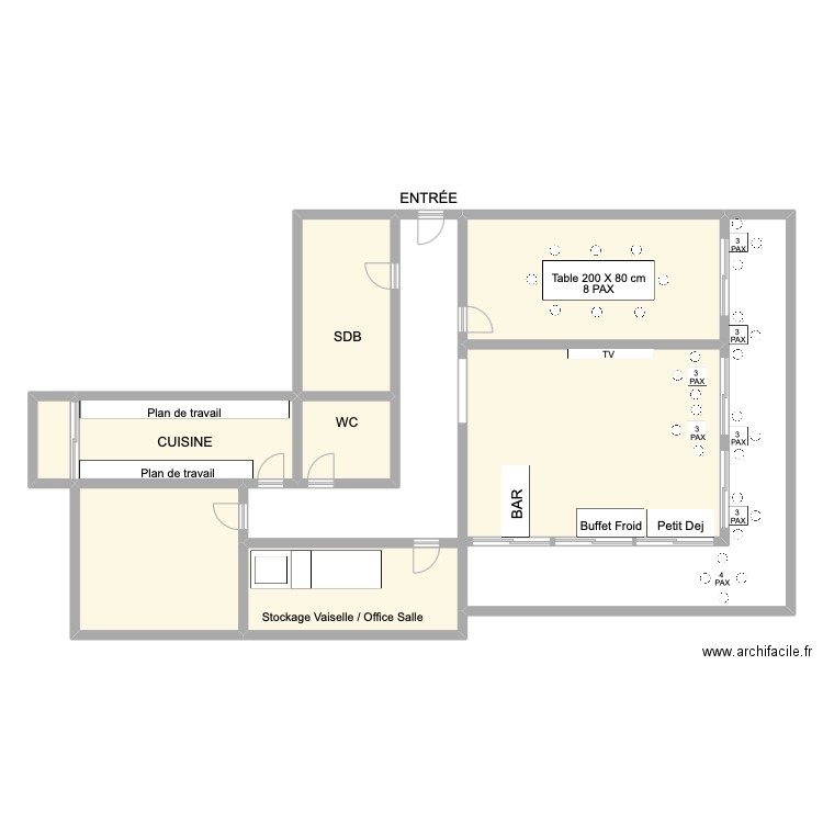 Shangri LA  - A - 8éme étage - 30 PAX. Plan de 8 pièces et 154 m2