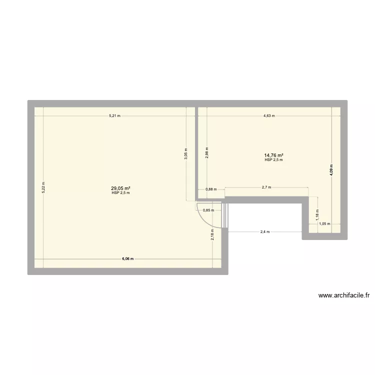 PETIT PUITS corrig&eacute;. Plan de 5  et 43 m²